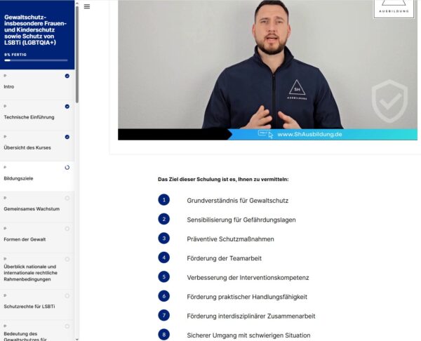 Ziele Gewaltschutz Onlinetraining SH Ausbildung